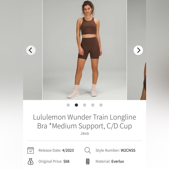 Lululemon C/D Java Wunder Train Longline Bra - Picture 3 of 5